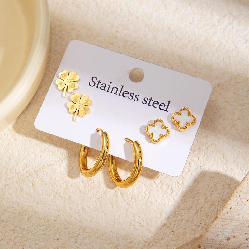 European & American Fashion Floral Heart Earrings with Zircon Stars - Versatile High-End Studs & Hoops for Women