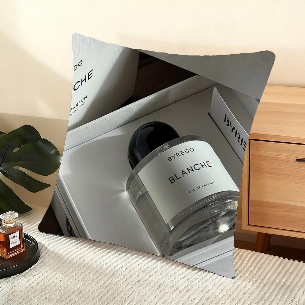 B-B-Byredo Perfume Cushion Cover Silky Short Plush Home Sofa Cushion Cover - Invisible Zipper Home Decoration