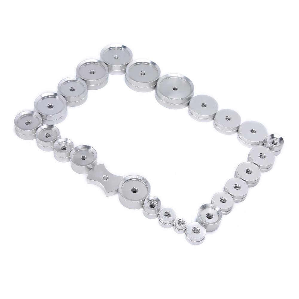 25Pcs Stable Aluminum Watch Case Press Multi Model Durable Watch Repair Tool Bench Type Watch Tool Watch Repair