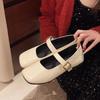 Foreign trade retro small leather shoes 2025 spring and autumn new one-word buckle with soft sole Mary Jane flat single shoes women