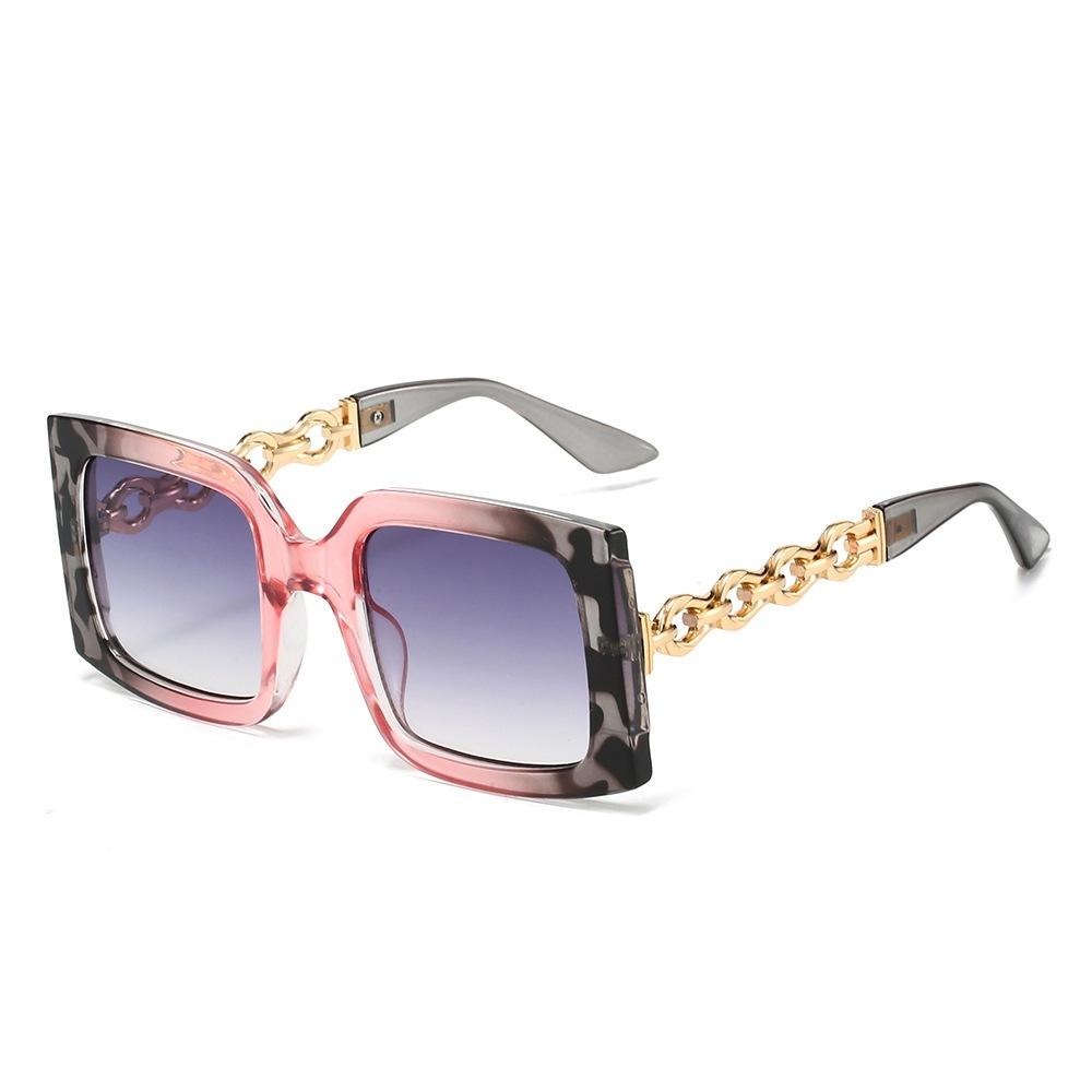 JYL TS Sunglasses UV Square Large Frame Chain/3242