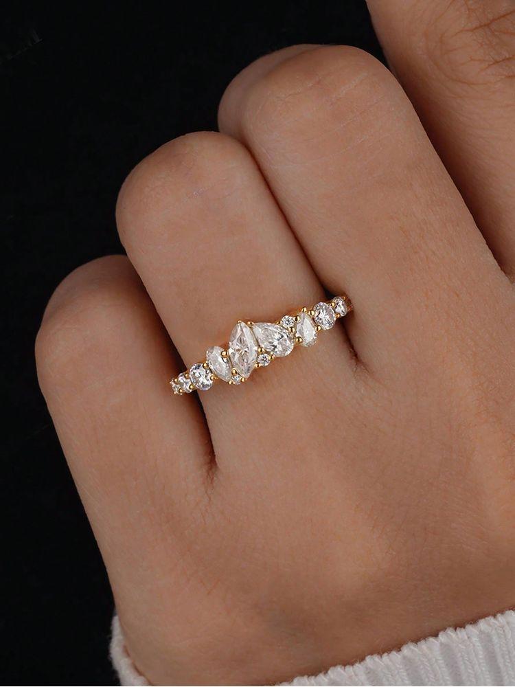 925 Sterling Silver Classic Marquise Water Drop Zircon Ring For Women Engagement Wedding Luxury High Quality Fine Jewelry