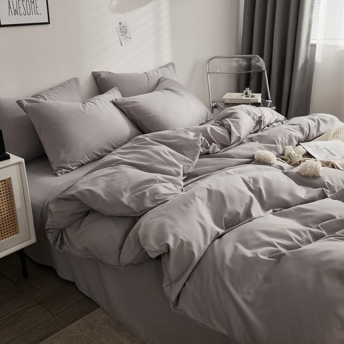 Premium Solid Color Double Panel Bed Sheet Set, 4-piece Luxury Bedding Set, Breathable Bed Sheet Set for Family Hotel Bedroom