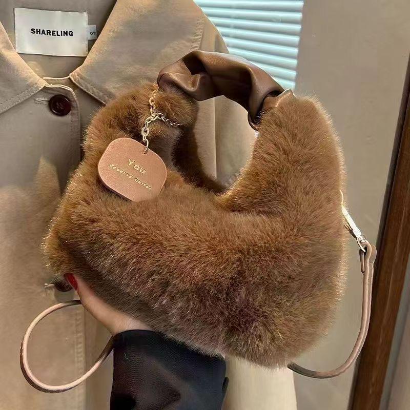 High-Grade Plush Versatile Handbag 2025 - New Style Crossbody Single Shoulder Fur Fashion Bag