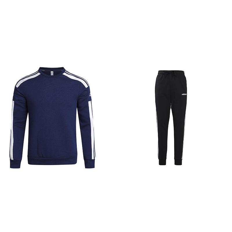 

Adidas Удобный комплект из толстовки с длинным рукавом и круглым вырезом, а также брюк с эластичными манжетами, унисекс, комплект из толстовки и брюк GT6639+DU0468 L