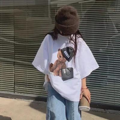 Korean Kids' Pure Cotton T-Shirt: 2023 Summer BF Style Short-Sleeve Dress for Boys & Girls