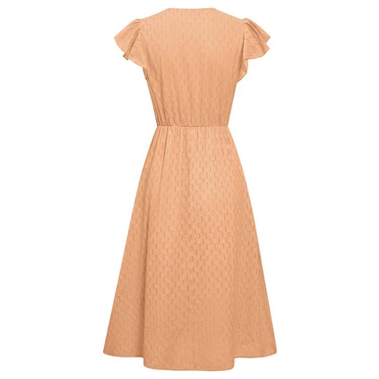 Summer Women Casual Sleeveless V-Neck Dress Solid Color A-Line High Waist Midi Long Spring Dress S-XL