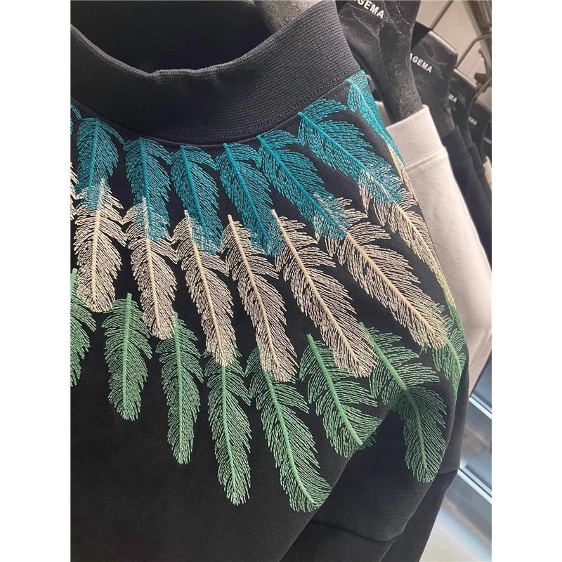 Summer New Trendy Brand Peacock Feather Short-sleeved T-shirt For Men, Light Luxury Trendy Round Neck, Versatile Half-sleeve