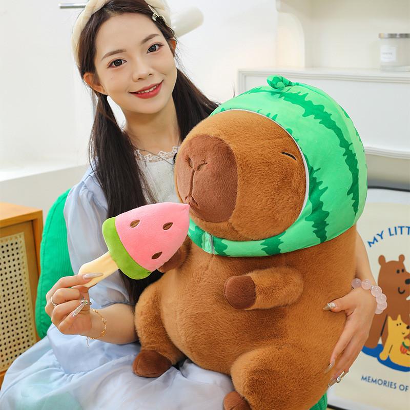 Watermelon Capybara Plush Toy Animal Cartoon Stuffed Doll Gift For Kids
