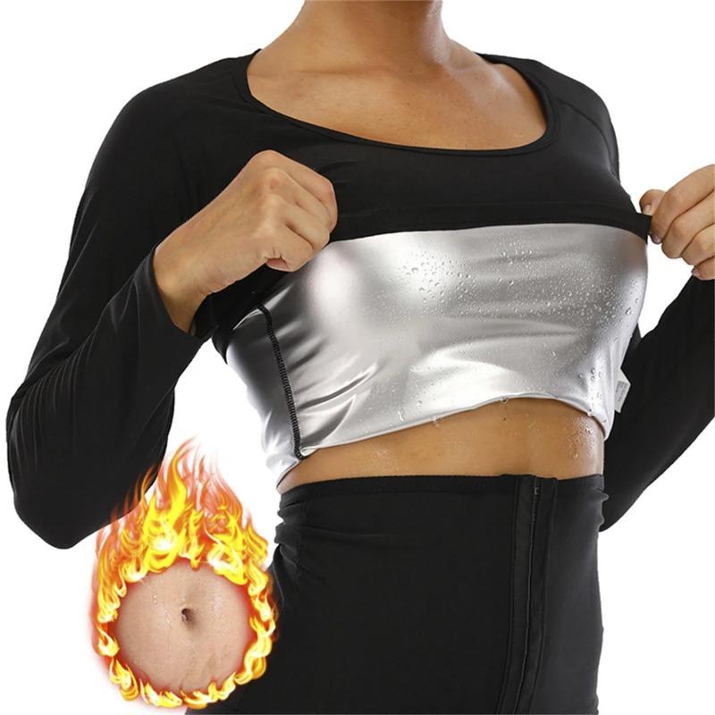 1pc Women Sauna Suit Fitness Exercise Sauna Sweat Suit Long Sleeve Sauna Top Sweat  for Women