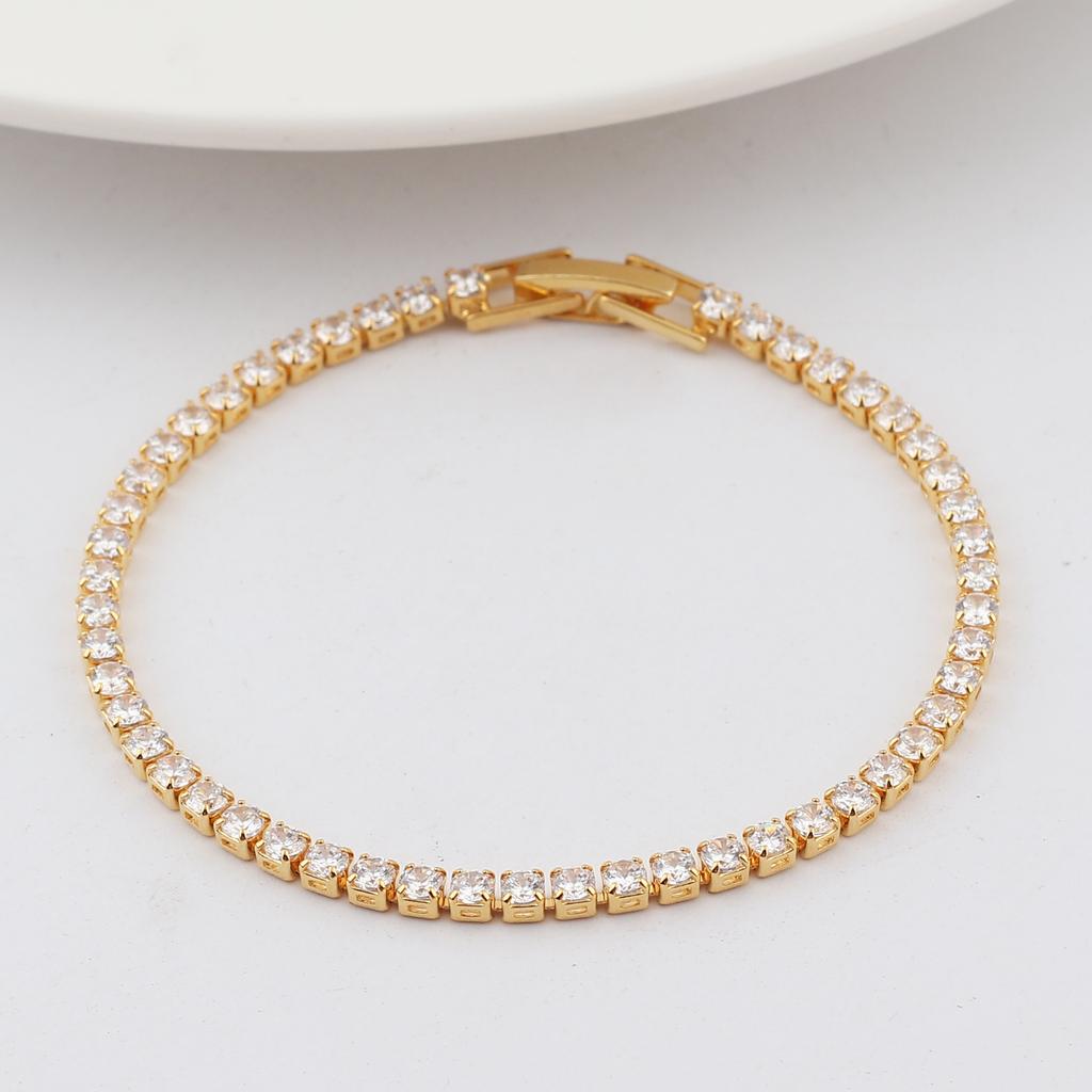 18K Gold Plated baguette Cubic Zirconia Bracelet For Women Men Luxury Jewelry Rainbow CZ Tennis Gorgeous Trendy Bangle Girl Gift