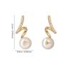 French Curve Gold Pearl Stud Earrings with Micro-inlaid Zirconia - 2025 Luxury Style