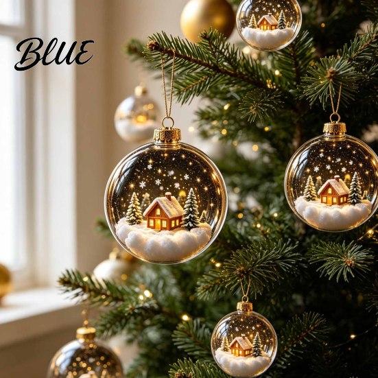 Coordinated Seasonal Arrangements Glowing Clear Christmas Ball Ornament Light Up Story Decoration with Warm LED 3D Winter Scene Baubles Light,