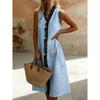 QICED Fashion Summer Spring Sleeveless V-Neck Casual Dresses