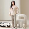 Pure cotton pajamas women's spring and autumn 1011 new autumn long-sleeved loose self-brought chest pad homewear tied foot set