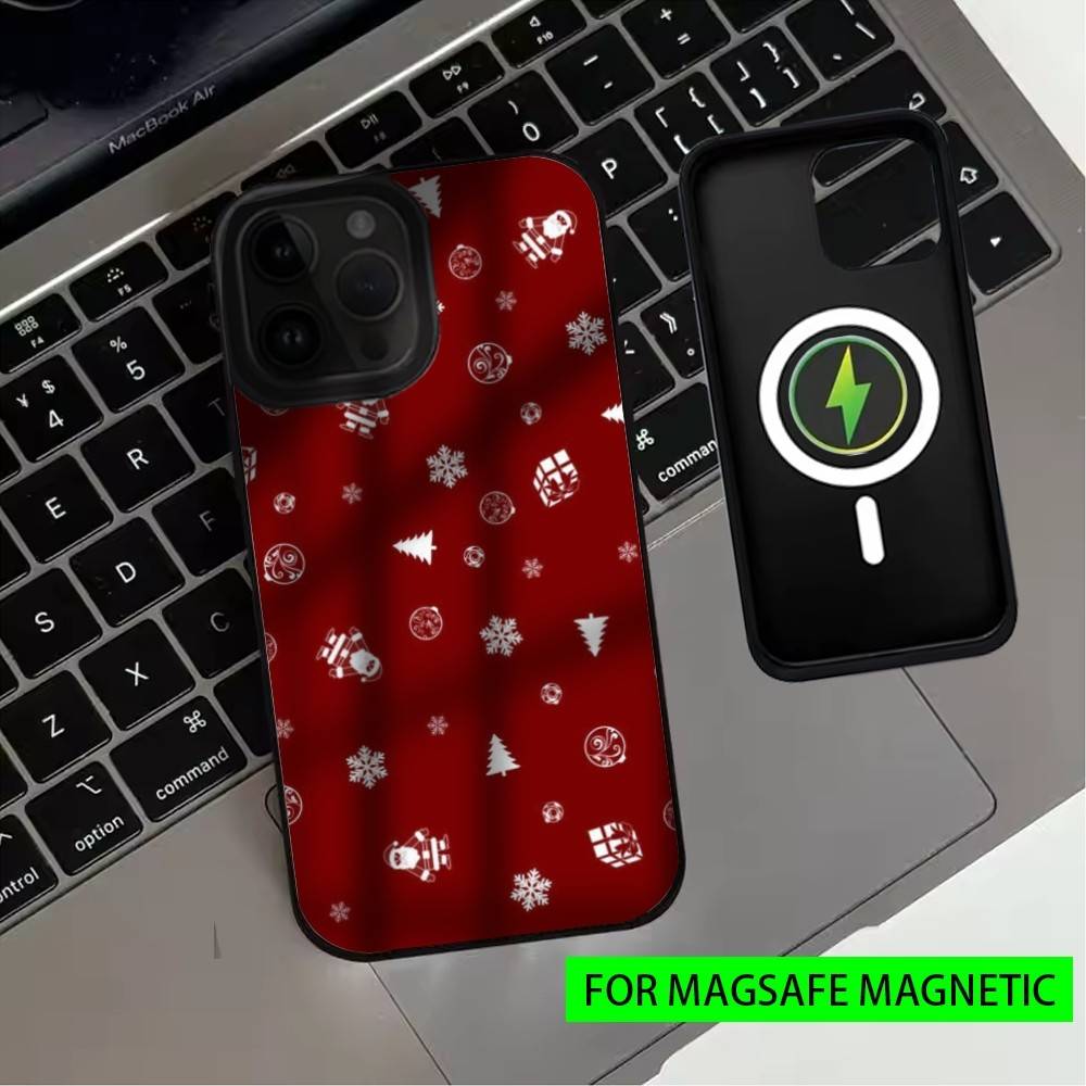 Merry Christmas Minimalist Style Phone Case For iPhone17,16,15,14,13,12,11 Plus,Pro Max Magnetic For Magsafe Wireless Charging