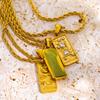 European Retro Tarot Card Pendant Necklace with 18K Gold-Plated Rope Chain