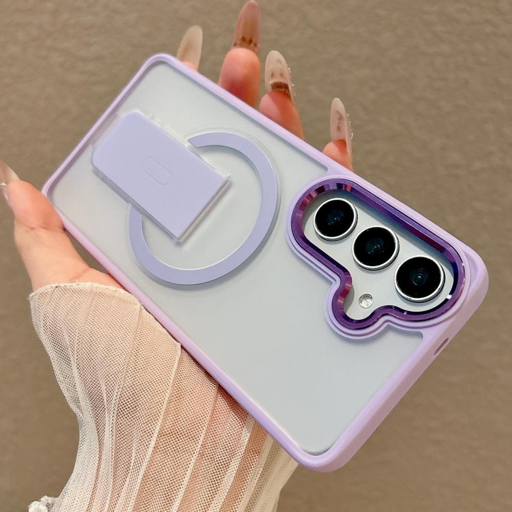 For Samsung S25 Ultra S26 S24 FE S23 Plus Bracket Case Fold Stand Holder Magnetic Matte Shockproof Soft Bumper Cover For S26 Galaxy S23