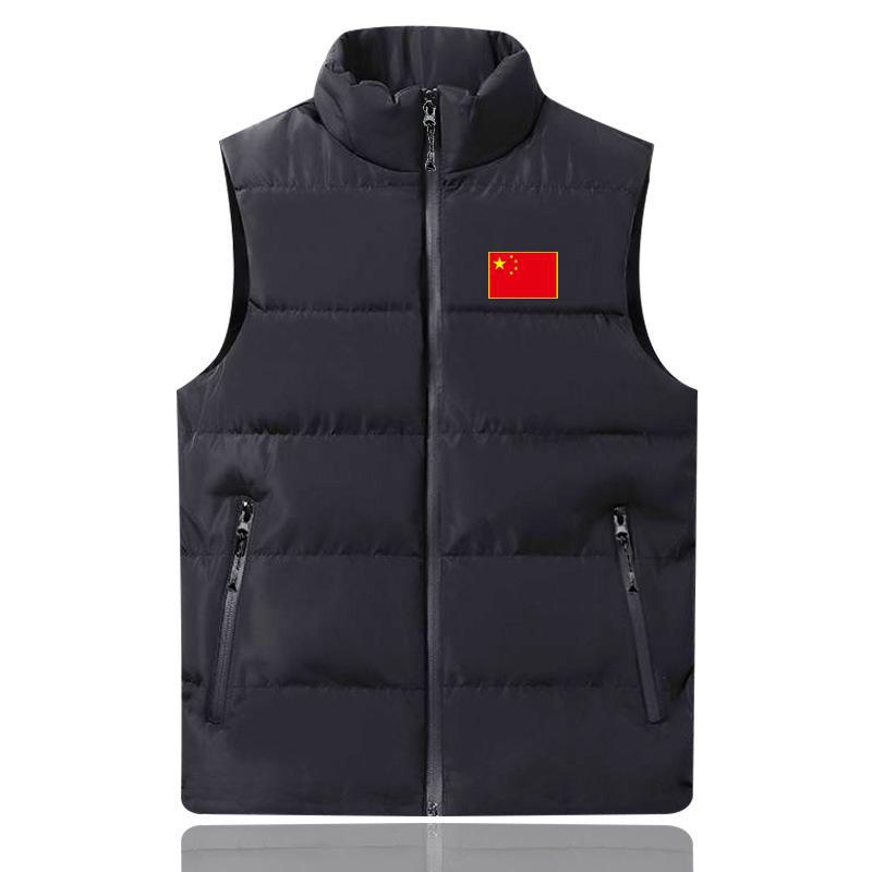 

Мужской повседневный теплый хлопковый жилет с воротником-стойкой для осени и зимы M чёрный