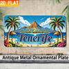 Stück Retro Tenerife Metallschild Spanische Kanarische Inseln Wandkunst Eisen Küstenlinie Dekoration für Zuhause Bar