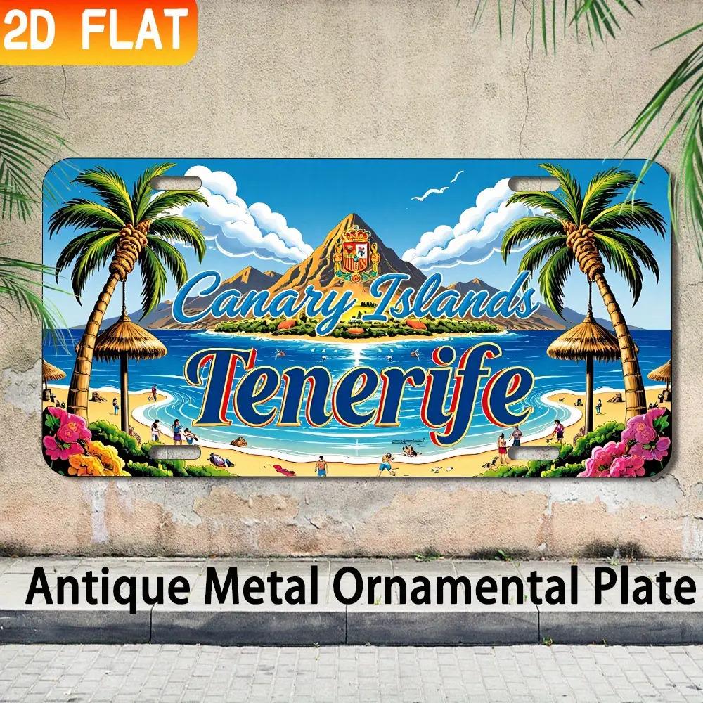 pc Retro Tenerife Metal Tin Sign Spanish Canary Islands Wall Art Iron Coastline Decor for Home Bar 15x30cm(5.9x7.8inch)