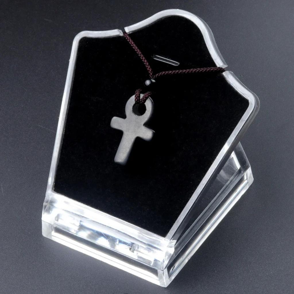 AnKa náhrdelník z přírodního kamene křišťálové acháty Crux Ansata křížový přívěsek pro ženy dárkový řetízek k narozeninám 32cm