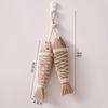 Mediterranean Hand-Carved Wooden Fish with Net Wall Hanging Ornament