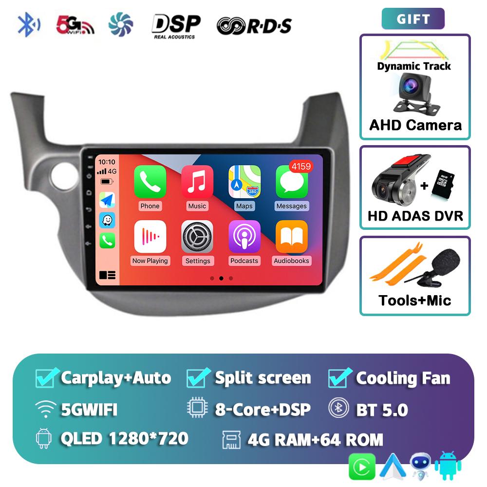 Android 14 Carplay Auto For HONDA FIT JAZZ 2007 - 2011 2012 2013 Car Radio Multimedia Player Video GPS Stereo WIFI+4G 2 Din DSP