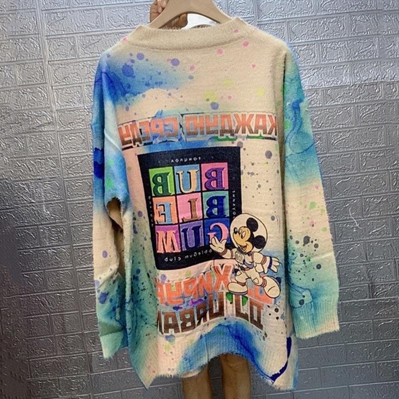 Chic Korean Style Rhinestone Print Round Neck Sweater for Women (2026 Winter Collection)