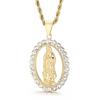 Hip Hop Catholic Virgin Mary Pendant Necklace for Men Women Gold Color Stainless Steel Jewelry Personalized Zirconia Accessories