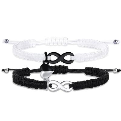 DuoDiner Paar Metall Partner Set mit 2 Armbändern, Allergiefrei, Armreif, Verstellbar, Herren, Damen, Accessoires, Magnetisch, Freund/Freundin,