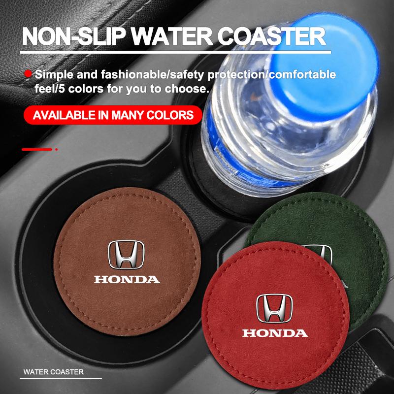 1/2Pcs Car Cup Holder Pad PU Leather Slot Non-slip Coaster Mat For Honda Fit Mugen Insight Type S R VTEC DOHC Modulo Vezel Legend RR Si