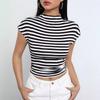 Summer Women's Striped Sleeveless Slim Fit Sexy Crop Top, Fashion Streetwear Going Out Top for Women, European American Style
