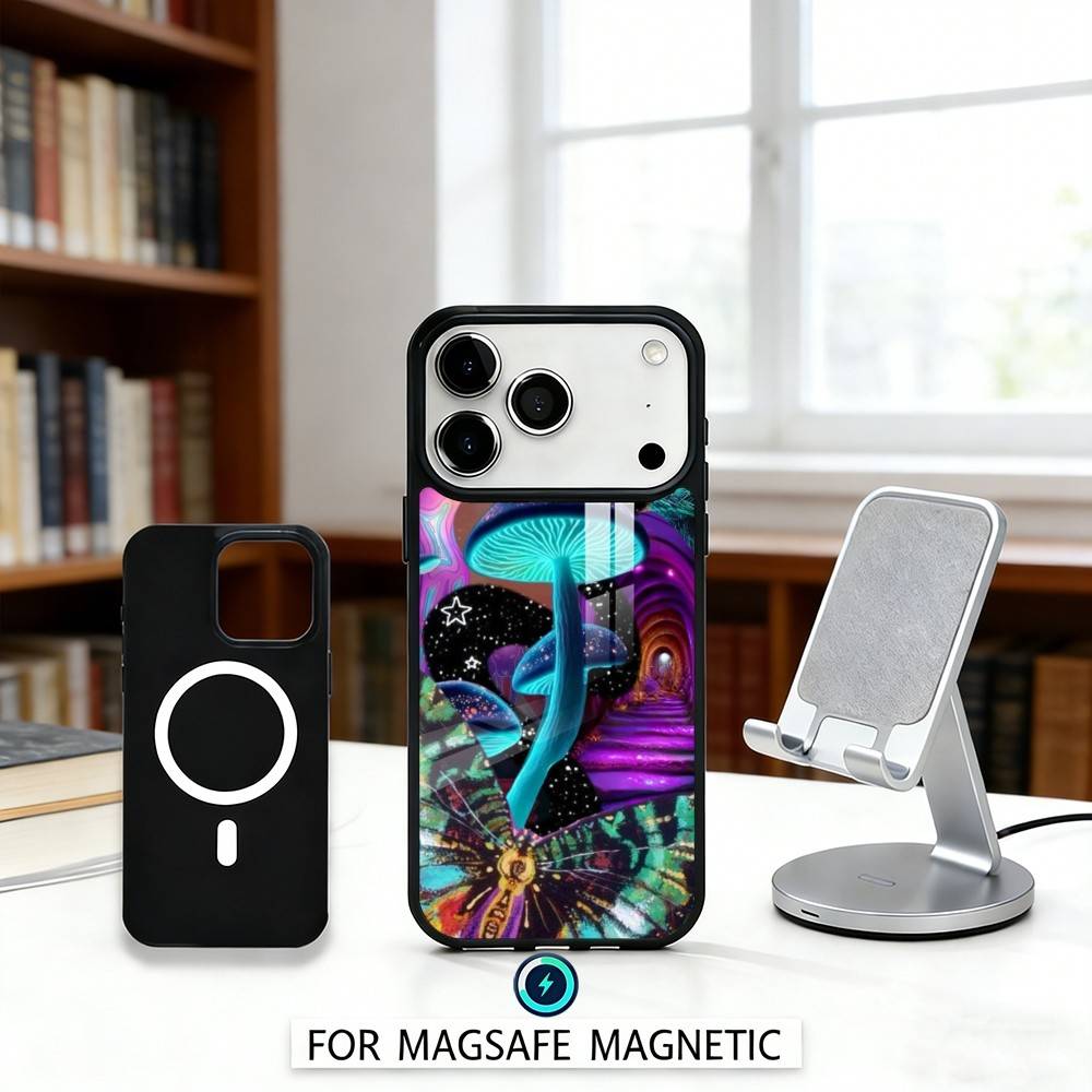 P-Psychedelic C-Colored M-Mushroom Phone Case For iPhone 17,16,15,14,13,12,Pro,Max For Magsafe Magnetic Wireless Charging