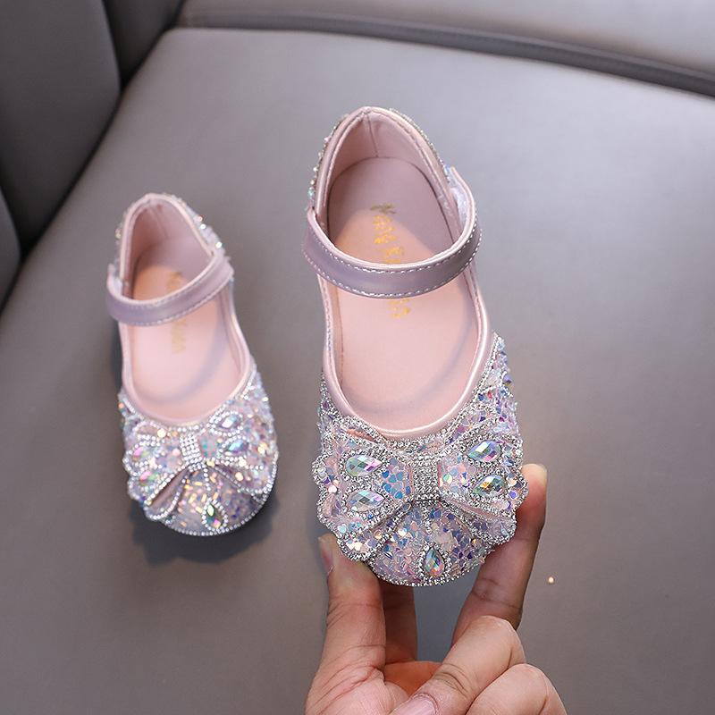 Neue Kinderlederschuhe Vielseitige Elegante Mädchen Prinzessin Schuhe Luxus Strass Kinder Causal Ballerinas Flach Atmungsaktiv