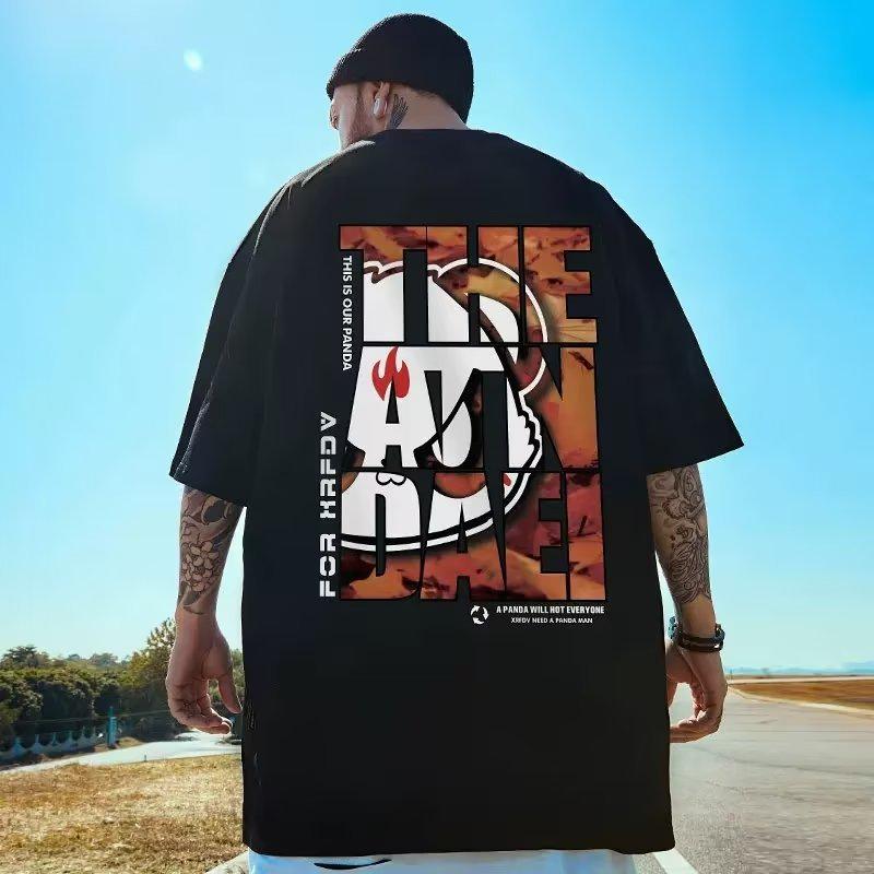 Men's Plus Size Trendy Short Sleeve Loose T-shirt - Summer Half Sleeve 300 Jin
