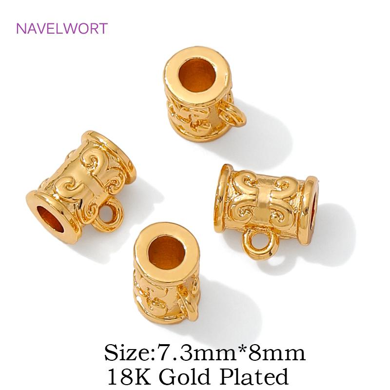 18K Gold Plated Inlaid Zircon Tube Pendant Bail Brass Pendant Connectors Bail Clasps For DIY Necklace Jewelry Making Accessories