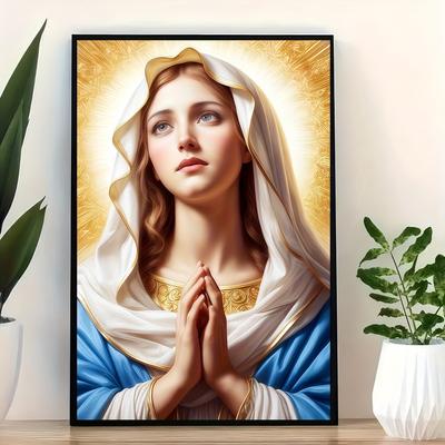 Hochwertiger Leinwanddruck 'Unsere Liebe Frau betet für dich', Poster, Moderne Wandkunst Dekoration Malerei, geeignet für Wohnzimmer, Esszimmer
