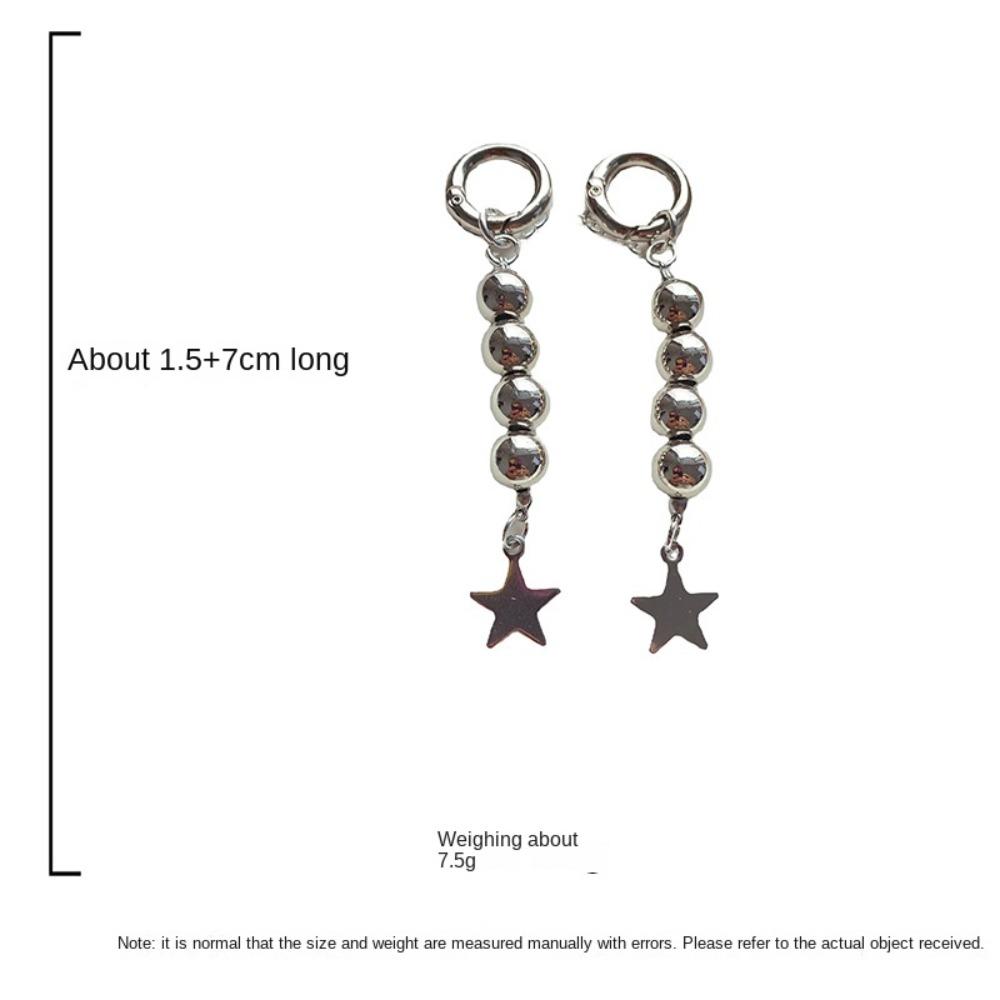 Y2K Keychains Round Bead Pentagram Metal Key Ring for Women Men Wind Rock Punk Star Pendant Key Chain Handbag Decoration Jewelry