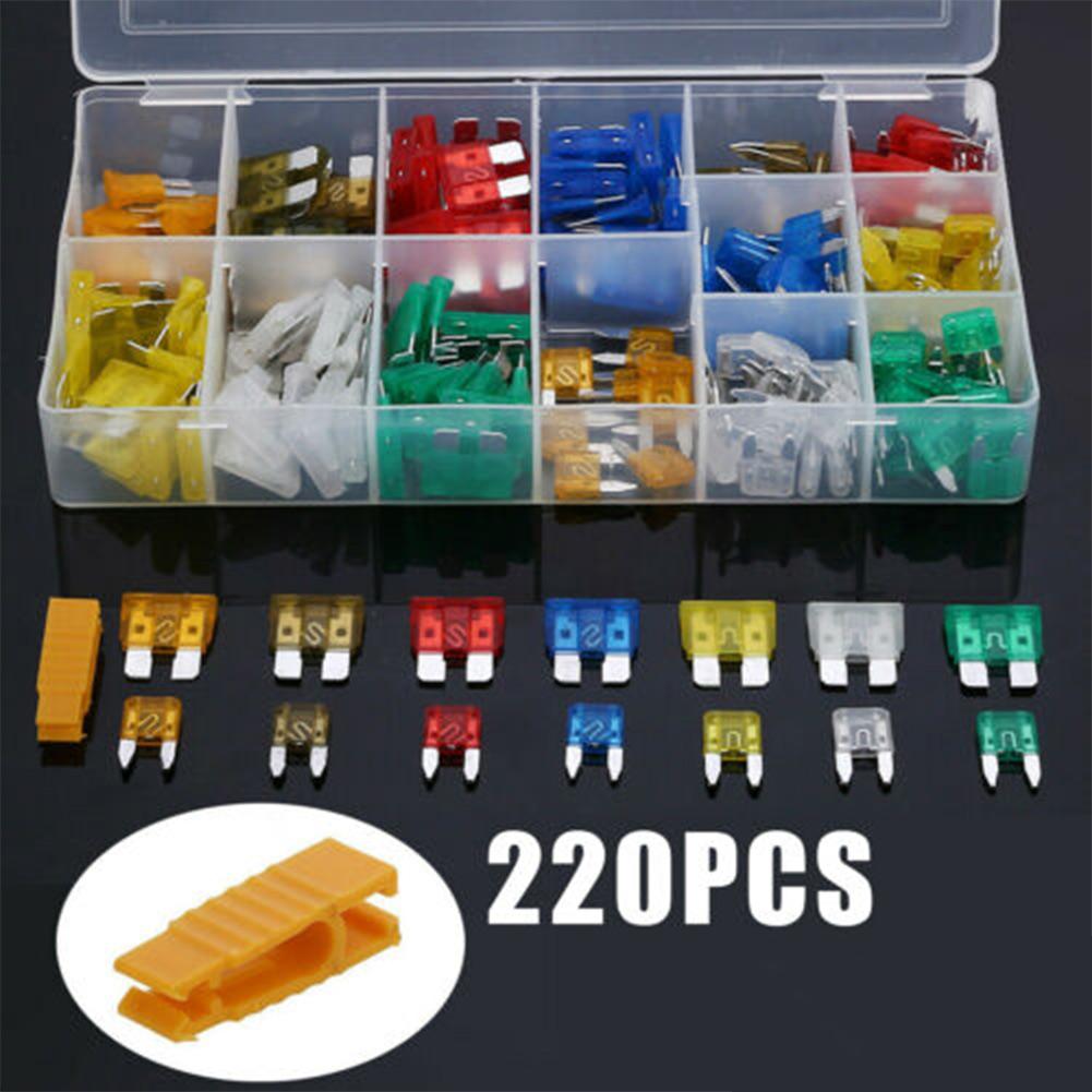 220PCS Car Fuse Kit Auto Car Truck Motorcycle Fleet Boat Standard Blade 5/7.5/10/15/20/25/30AMP Automotive Circuit Breakers