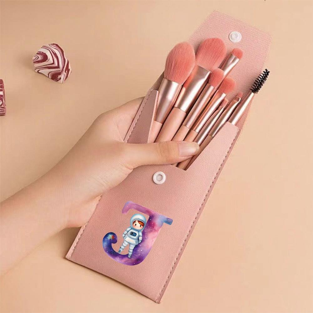 Premium Makeup Brushes Kit 8 Pieces Portable Blush Concealer Eyeshadow Brushes Synthetic Bristles Astronaut Letter Pattern