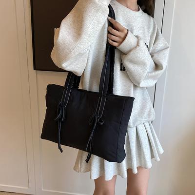 Canvas Bag Women's 2025 New Fashion Large Capacity Pleated Shoulder Underarm Bag Casual Fashion Messenger Tote Bag