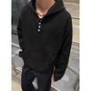 Unisex Retro Henley Neck Pullover Hoodie: Autumn/Winter Casual Long-Sleeve Top