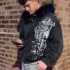 Winter Vintage Zip Up Hoodie Loose Fit Unisex Streetwear Sweatshirt