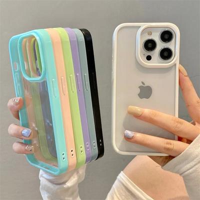 Transparente Bonbonfarbene Stoßstangen-Telefonhülle für iPhone 16 15 14 13 Mini 12 11 Pro Max XR XS X 7 8 Plus SE2020 Weiche stoßfeste Rückseite