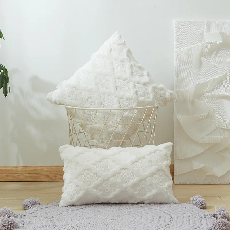 Boho Decorative Pillow Covers Soft Plush Short Faux Wool Couch Pillow Covers Luxury Cushion Covers 35X50 40X40 45X45CM for Sofa