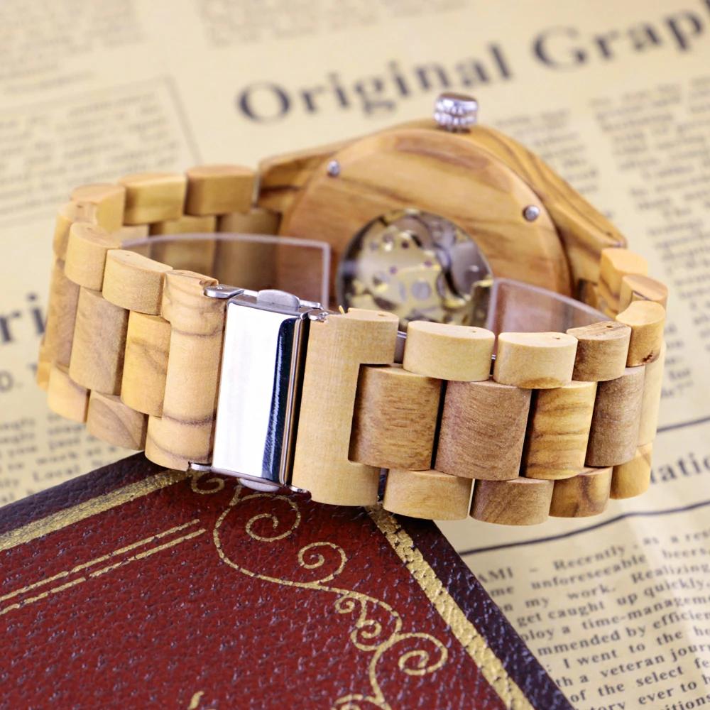 NEW Light Colored Wooden Spiral Design Roman Digital Mechanical Men's Watch Casual Fashion Folding Buckle Wooden Watch