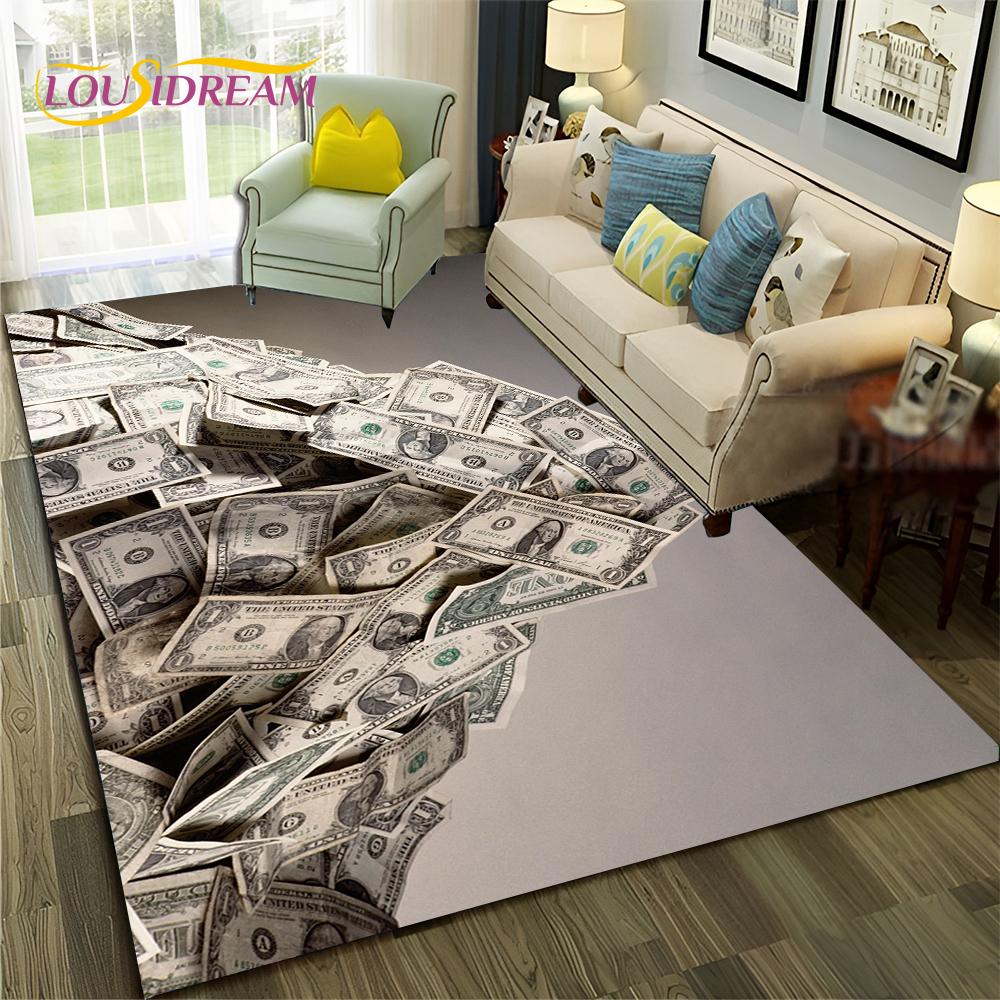 3D Dollar Euro Money  Rich Pattern Carpet Rug for Home Living Room Bedroom Sofa Doormat Decor,Child Area Rug Non-slip Floor Mat