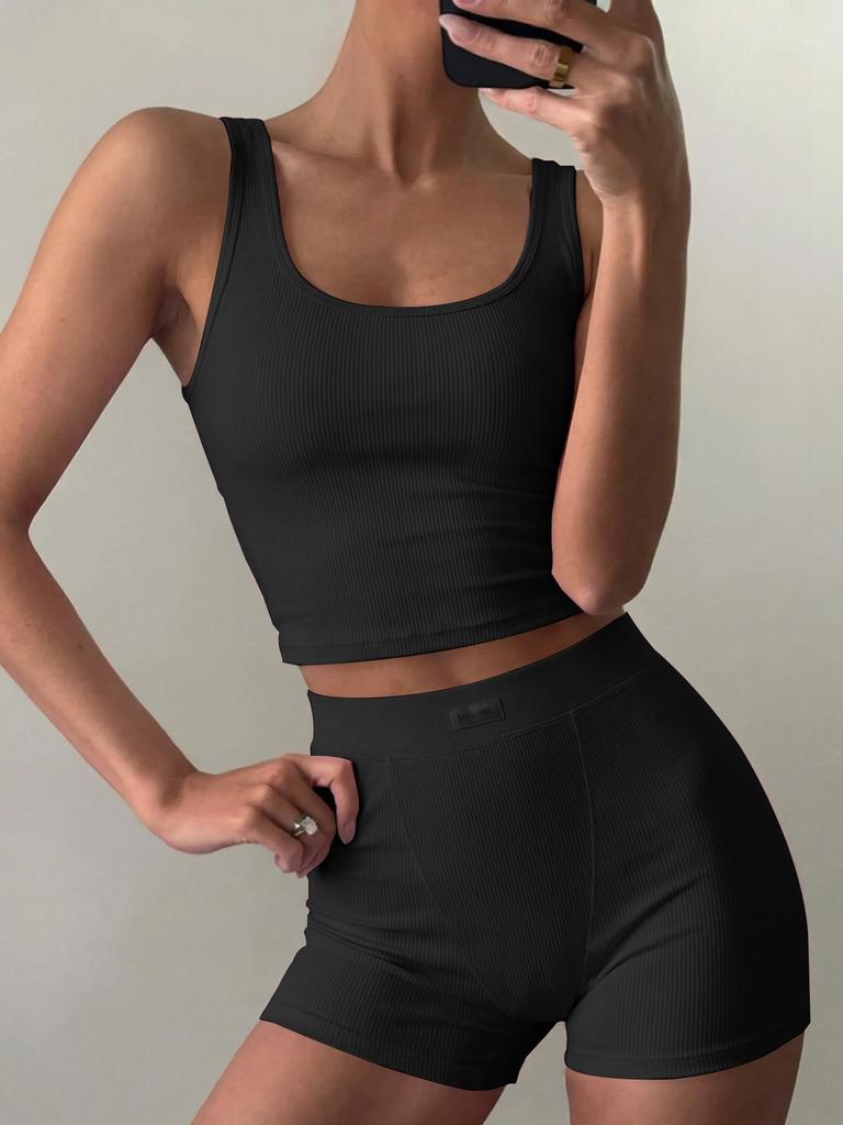 Cross-border European and American sports yoga style sling vest summer shorts set women's clothing spring and summer 2026 Amazon new products