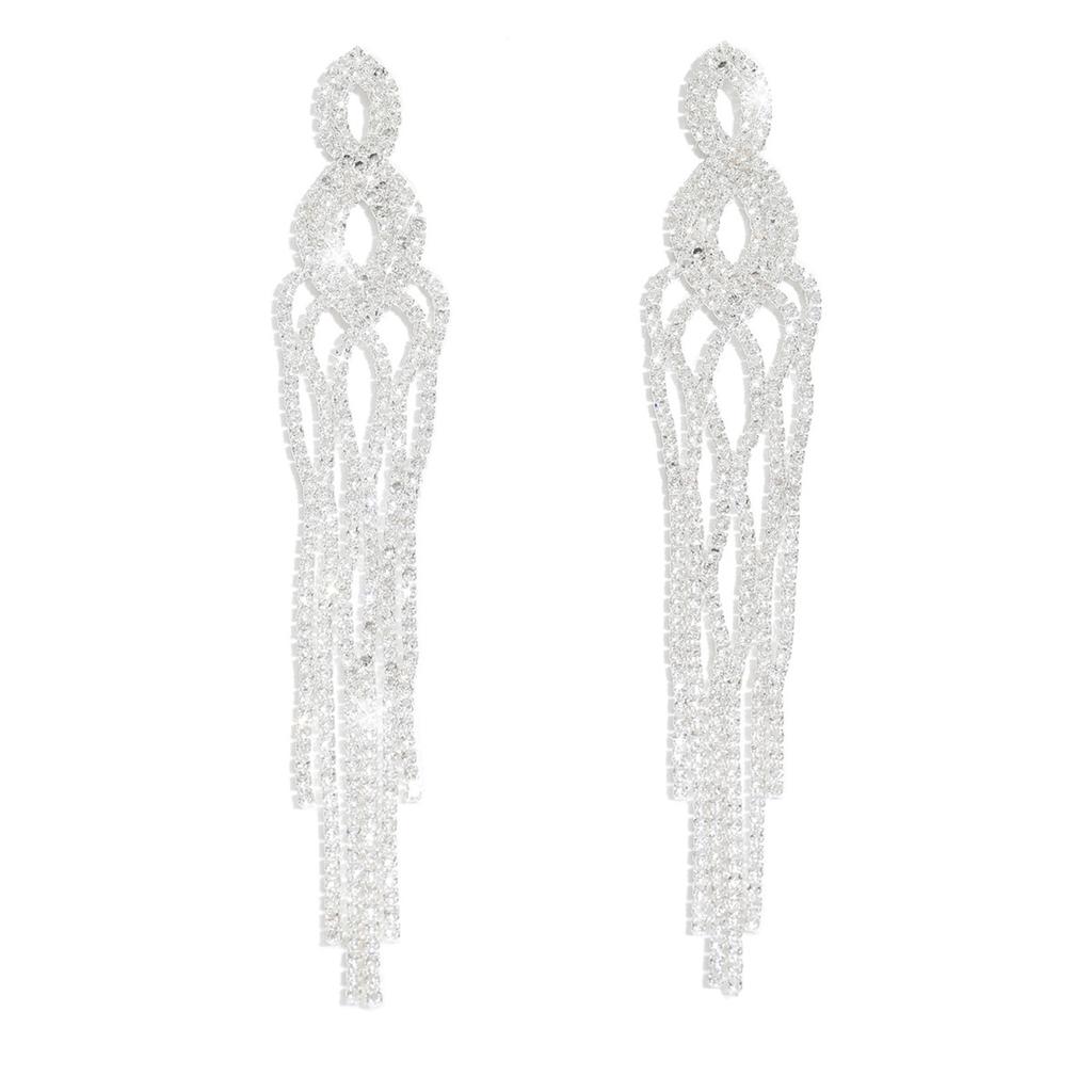 Long Tassel Earrings Full Of Diamonds, Super Flash, Light Luxury, High-End Studs, Fashion Style, Celebrity Party Exaggerated Earrings